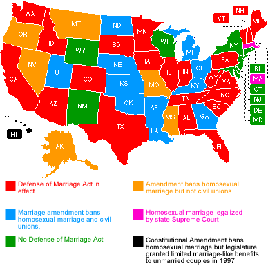 What states ban same sex marriage